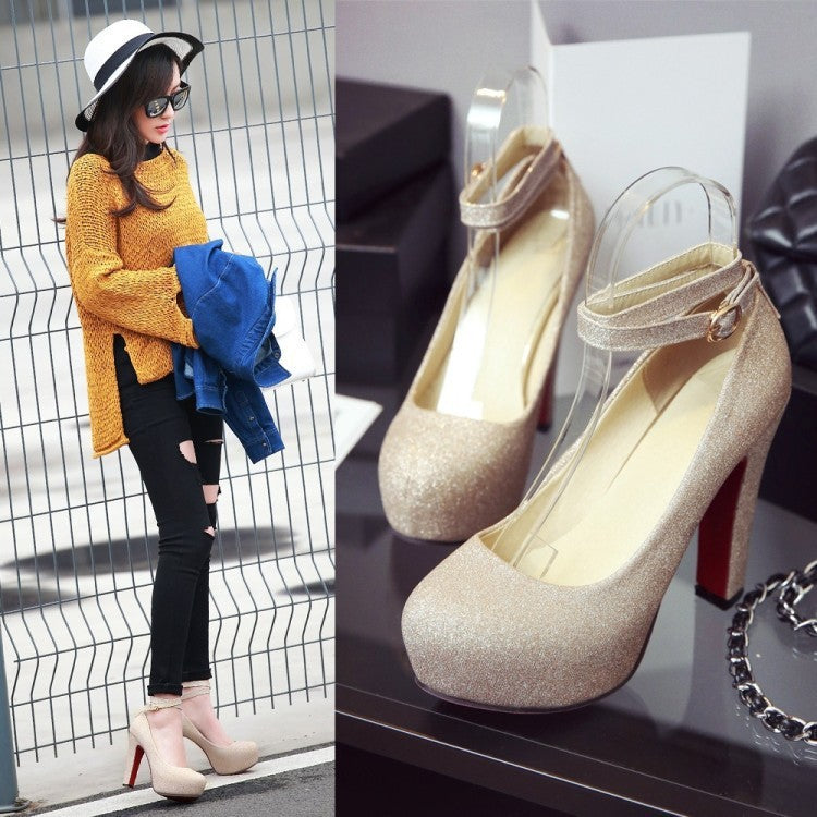 The Aurora Platform: Glitter & High-Shine Thick Heel Pump Feminé Luxé