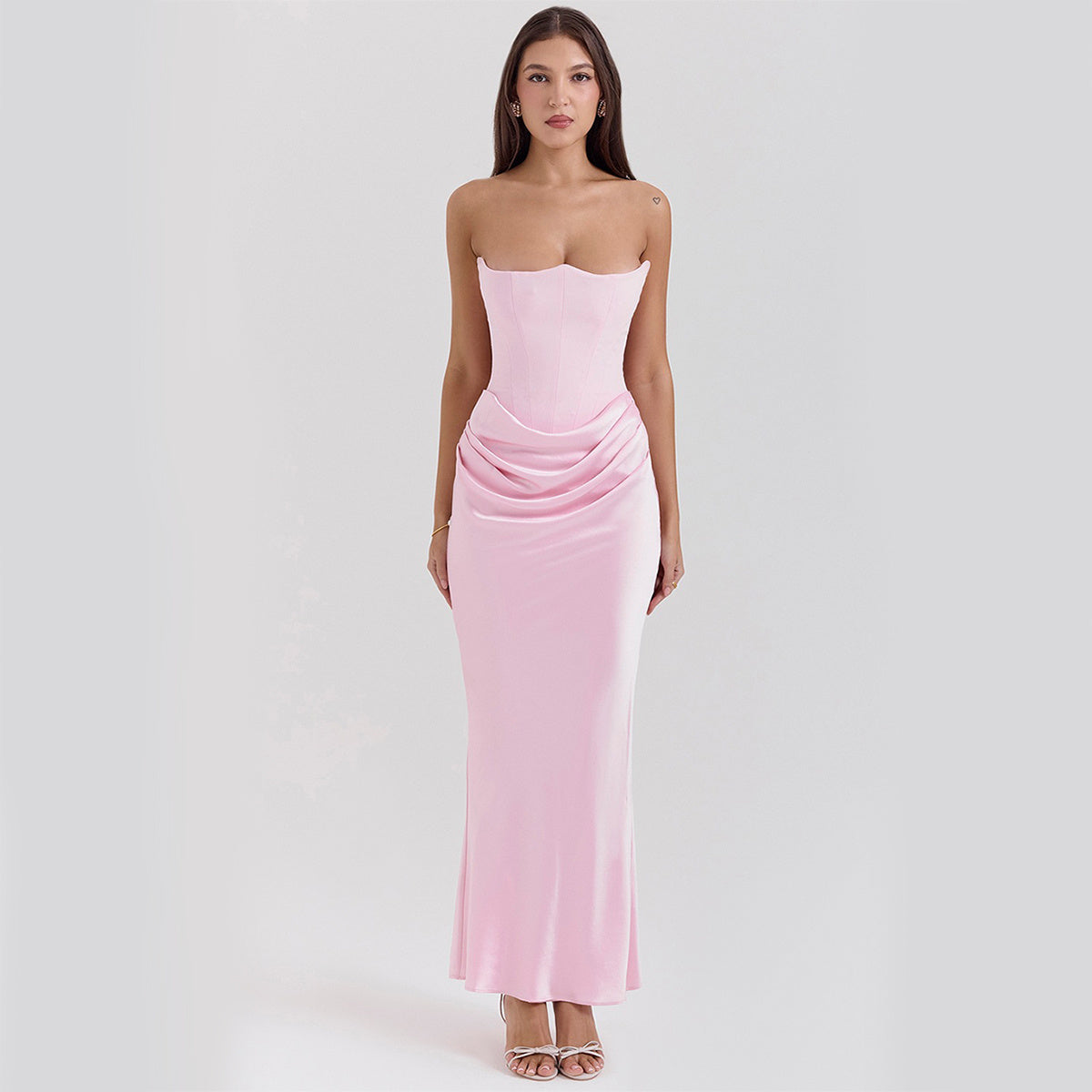 Scarlet Siren Backless Bandeau Maxi Dress | Luxurious Evening Gown & Socialite Attire Feminé Luxé