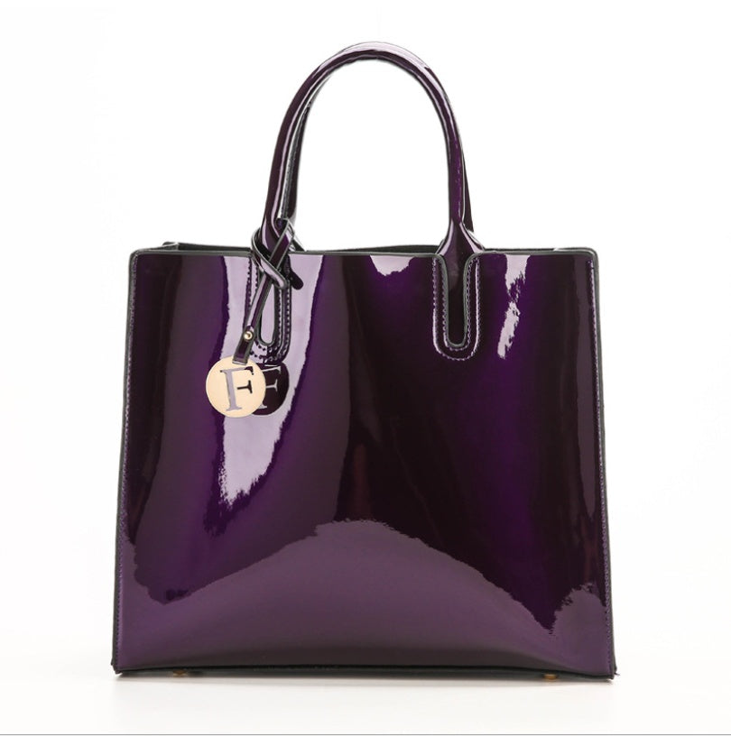 The Éclat Patent Leather Luxury Structured Tote – Convertible High-Shine 3-Piece Set Feminé Luxé