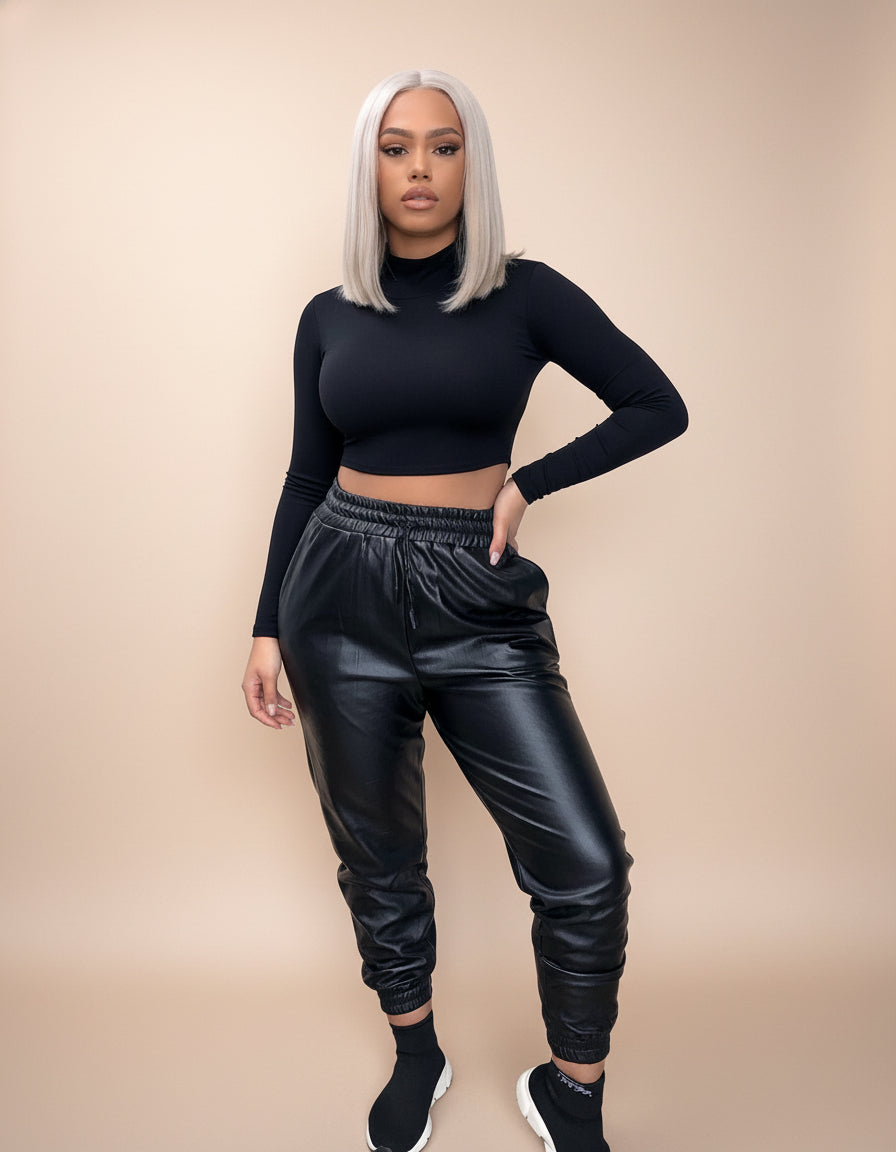 The 'Vibrant Sculpt' High-Shine Faux Leather Trousers Feminé Luxé