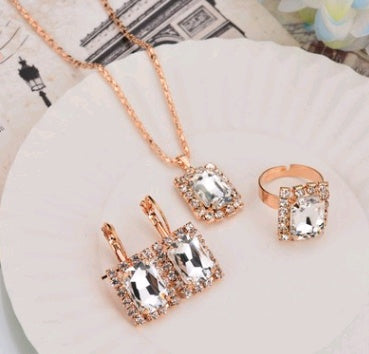 Opulent Rose Gold Ruby Teardrop Trio: Personalized Necklace, Earrings & Ring Set for High-Shine Glamour Feminé Luxé
