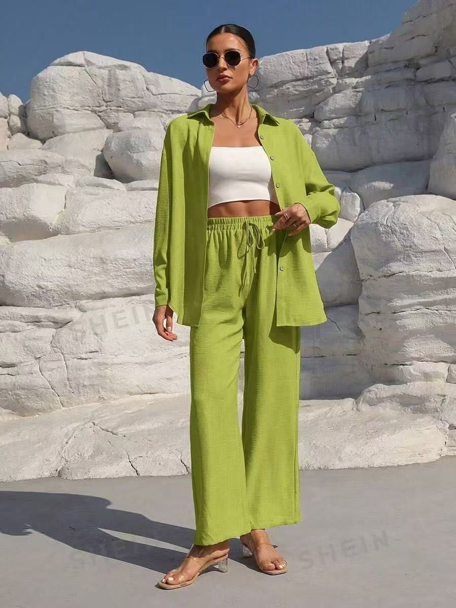 Luxury Lounge Co-ord: High-End Knit Cardigan & Wide-Leg Pants Set Feminé Luxé