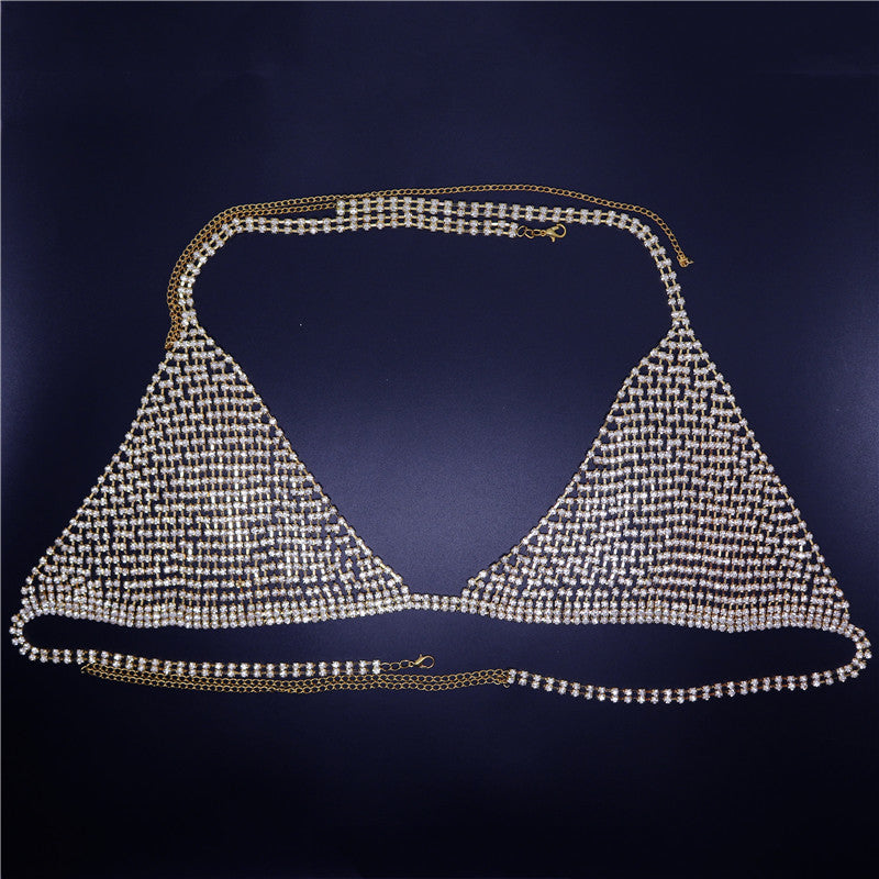 Sparkling Mesh Rhinestone Halter Bra & Bikini Panty Set Feminé Luxé