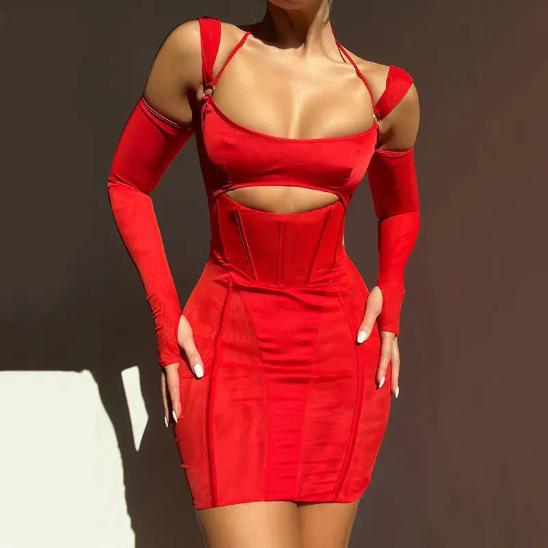 Velour Obsession™ Cutout Bodycon Mini Dress – Bold Elegance Edition Feminé Luxé