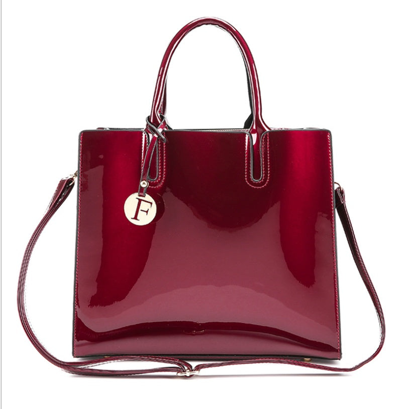 The Éclat Patent Leather Luxury Structured Tote – Convertible High-Shine 3-Piece Set Feminé Luxé