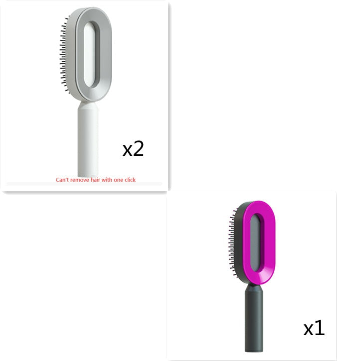 The Serenity Glide: One-Key Self-Cleaning Detangler & Scalp Massager Brush Feminé Luxé