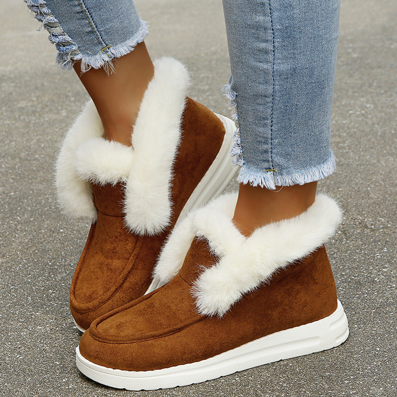 Enchanting Comfort: Faux Fur Trim Ankle Boots Feminé Luxé