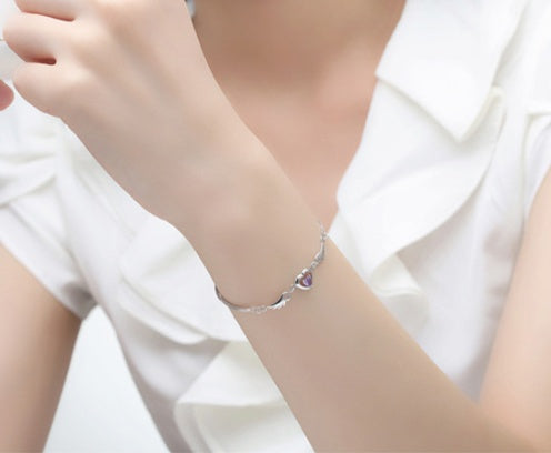 Charming S925 Sterling Silver 'Guardian Angel' Heart & Wing Bracelet Feminé Luxé