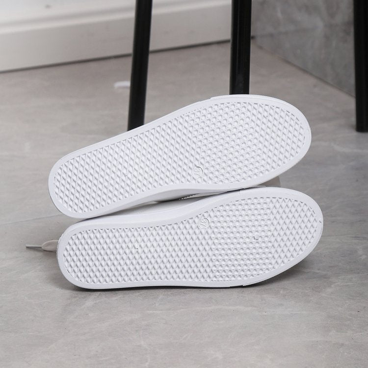 Round Toe Flat Bottom Lace Up Casual Comfortable White Shoes Feminé Luxé