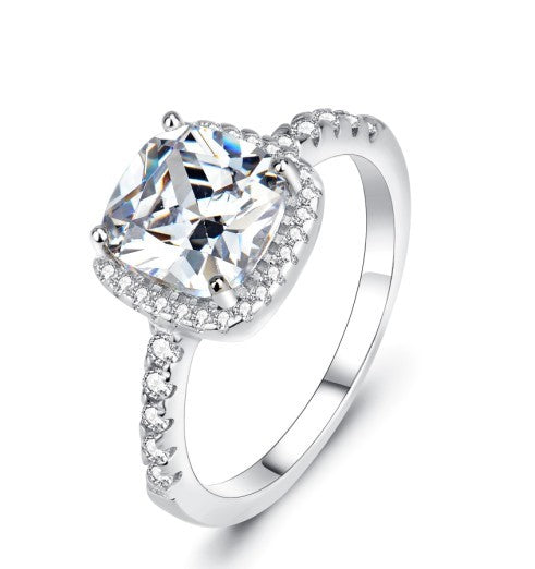 925 Sterling Silver Square Diamond Ring Feminé Luxé