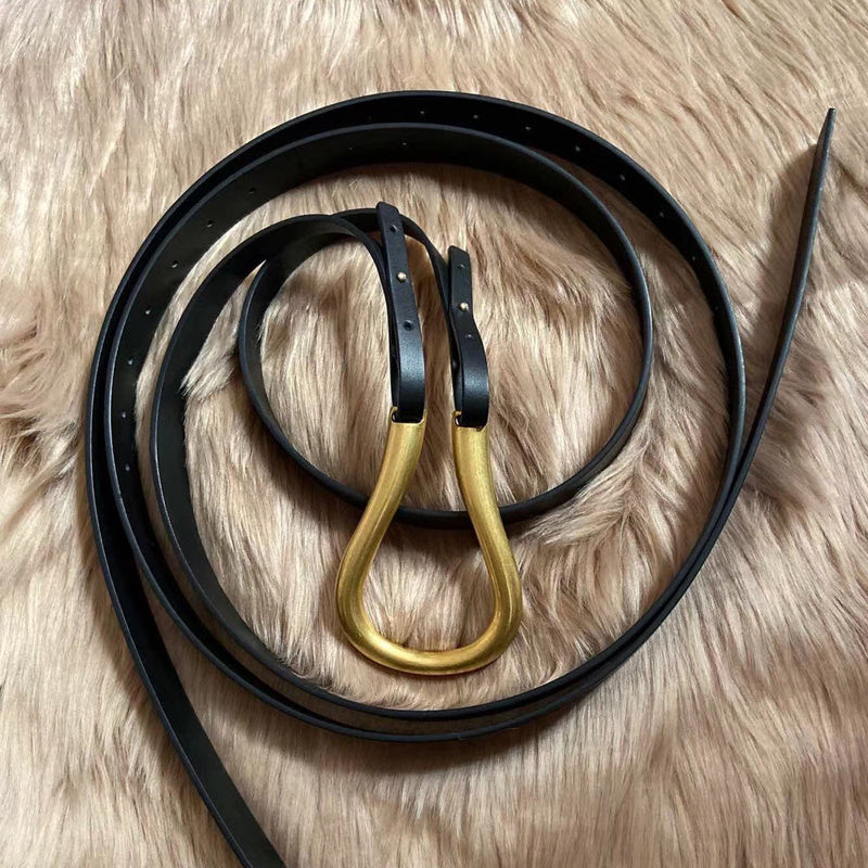 The 'Opulence' Wide Leather Waist Belt | Retro Copper-Tone Oval Buckle | Statement Cinch Feminé Luxé