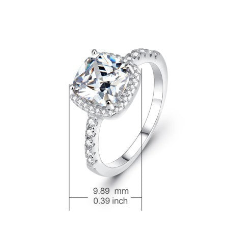 925 Sterling Silver Square Diamond Ring Feminé Luxé