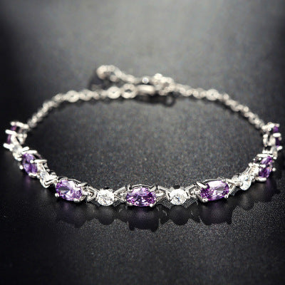 925 Sterling Silver 'Royal Violet' Amethyst Gemstone Tennis Bracelet Feminé Luxé