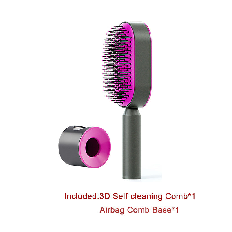 The Serenity Glide: One-Key Self-Cleaning Detangler & Scalp Massager Brush Feminé Luxé