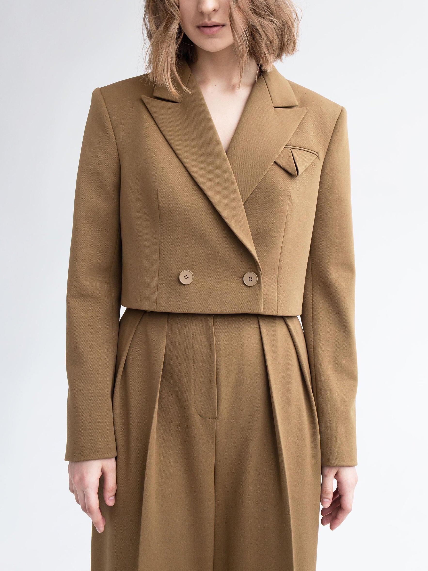 Chic Cropped Blazer & High-Waisted Wide Leg Pant Set | Feminé Modern Co-ord Feminé Luxé