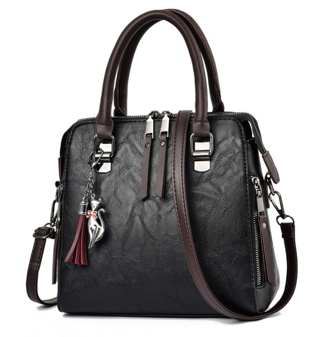The Grandeur Tassel Leather Top-Handle Bag – Luxury Convertible Large Capacity Shoulder Tote Feminé Luxé
