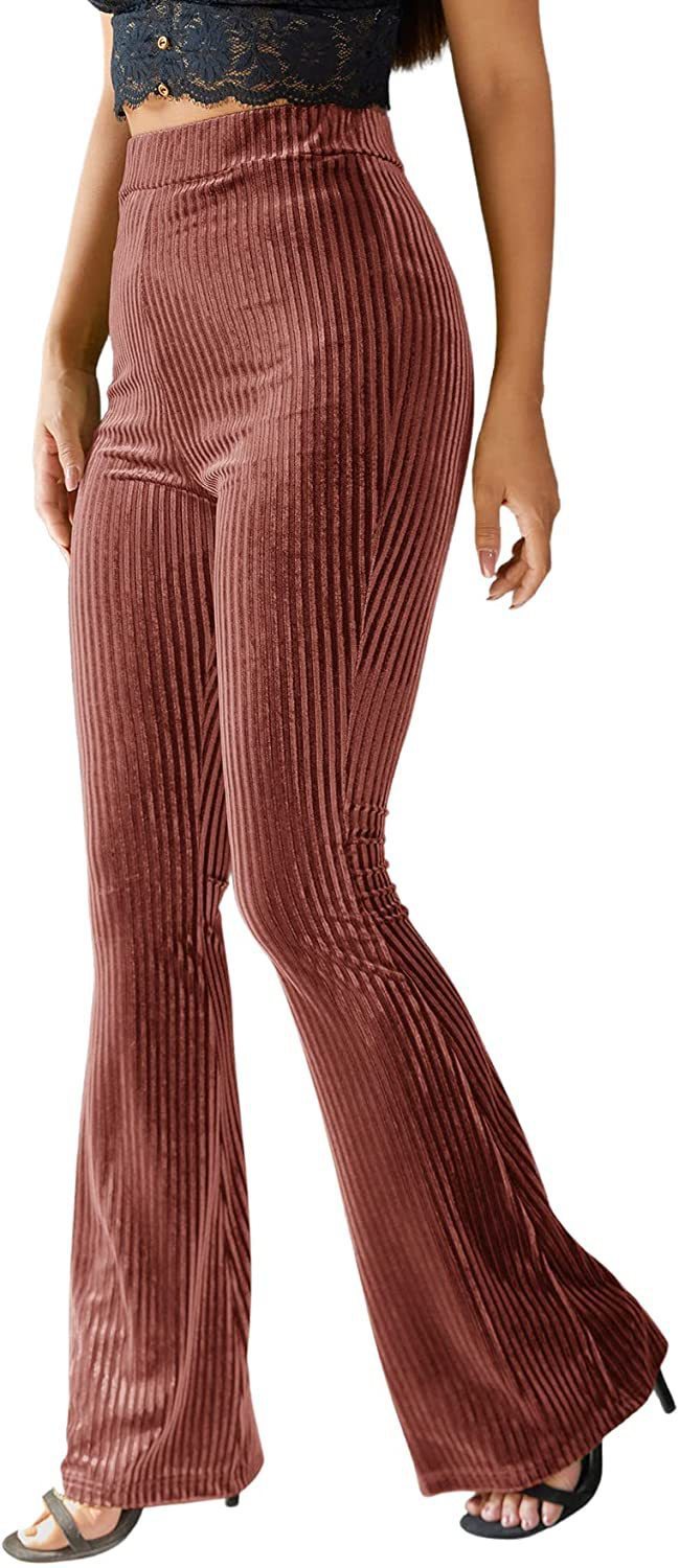 Luxé Gold Velvet Plissé High-Waist Flared Trousers Feminé Luxé