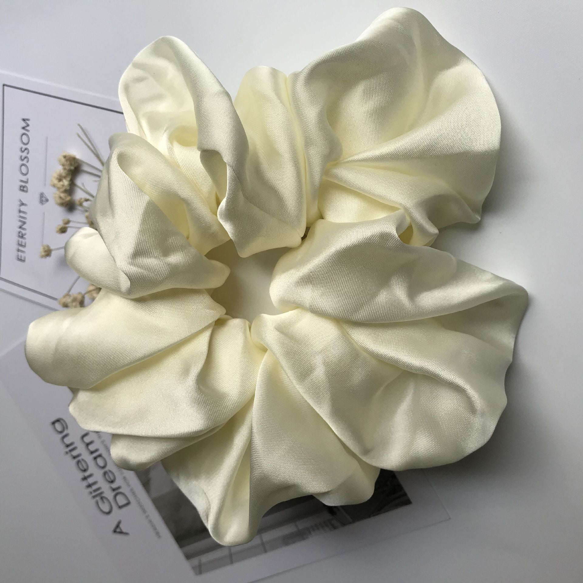 The Silk Grandeur Scrunchie: Oversized Luxurious Satin Hair Tie - Handcrafted Statement Accessory for Velvet Softness Feminé Luxé