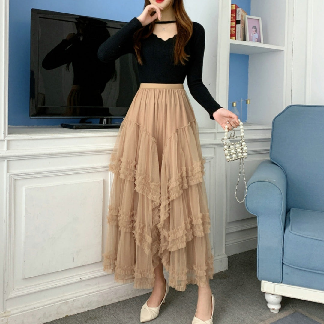 The Grand Illusion Tulle Tiered Maxi Skirt | High-Waist & Romantic Volume Feminé Luxé