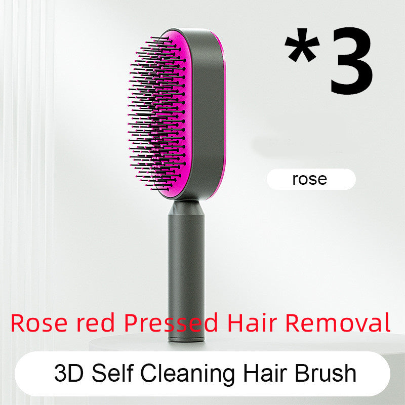 The Serenity Glide: One-Key Self-Cleaning Detangler & Scalp Massager Brush Feminé Luxé