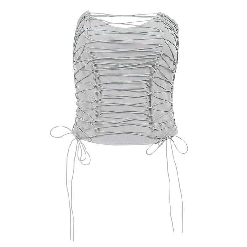 Silver Ruched Strapless Corset Top Feminé Luxé