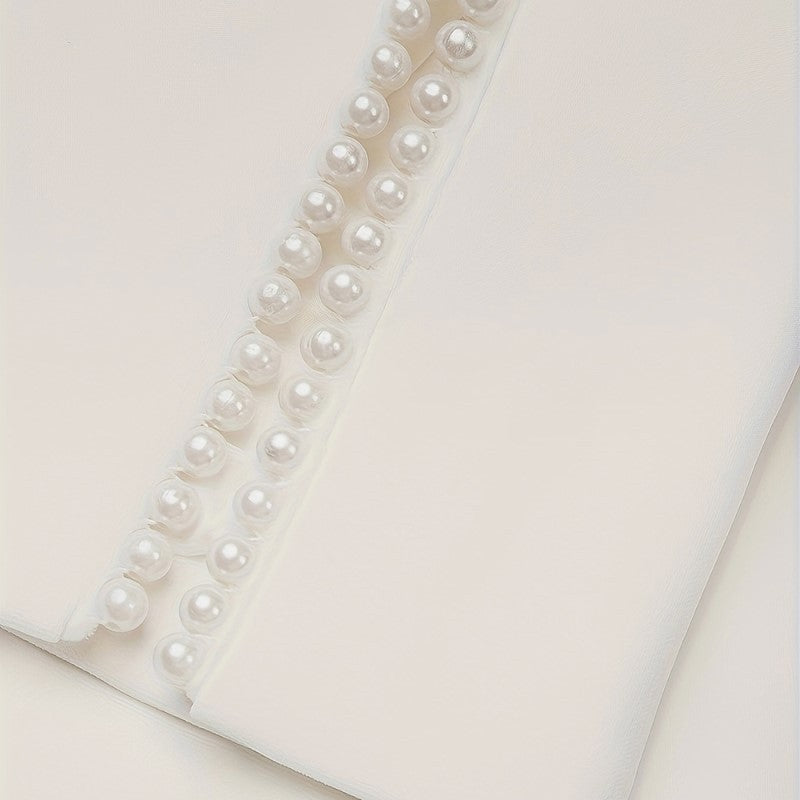 Sophisticated Long Sleeve Midi Dress with Pearl Detailing - Formal & Cocktail Wear Feminé Luxé