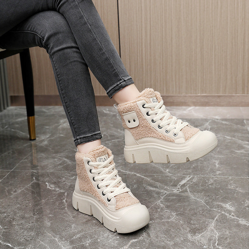 The 'Glacier Peak' Faux Cashmere Lace-Up Platform Boots Feminé Luxé