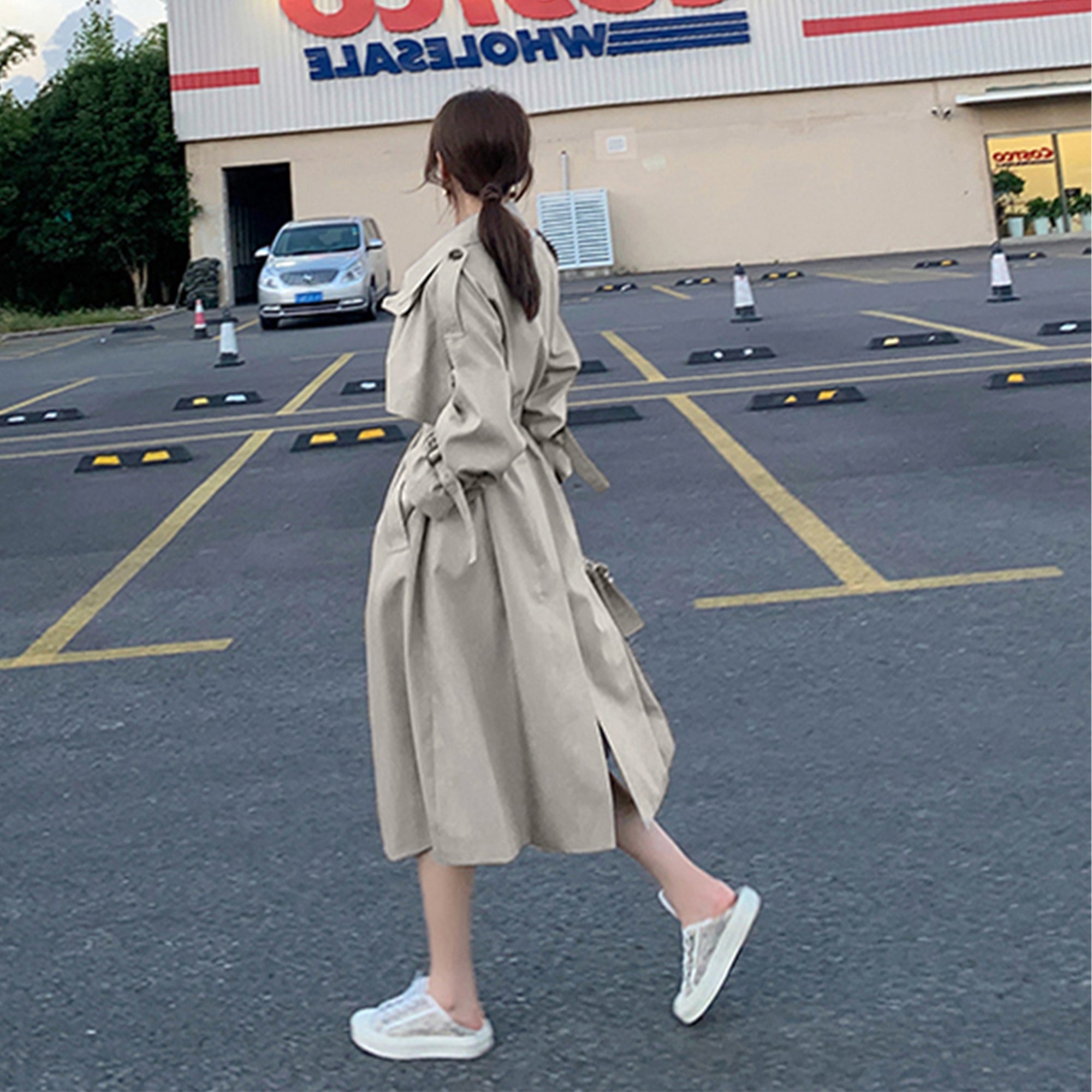 The Parisian Trench: Elegant Double-Breasted Korean Style Coat Feminé Luxé