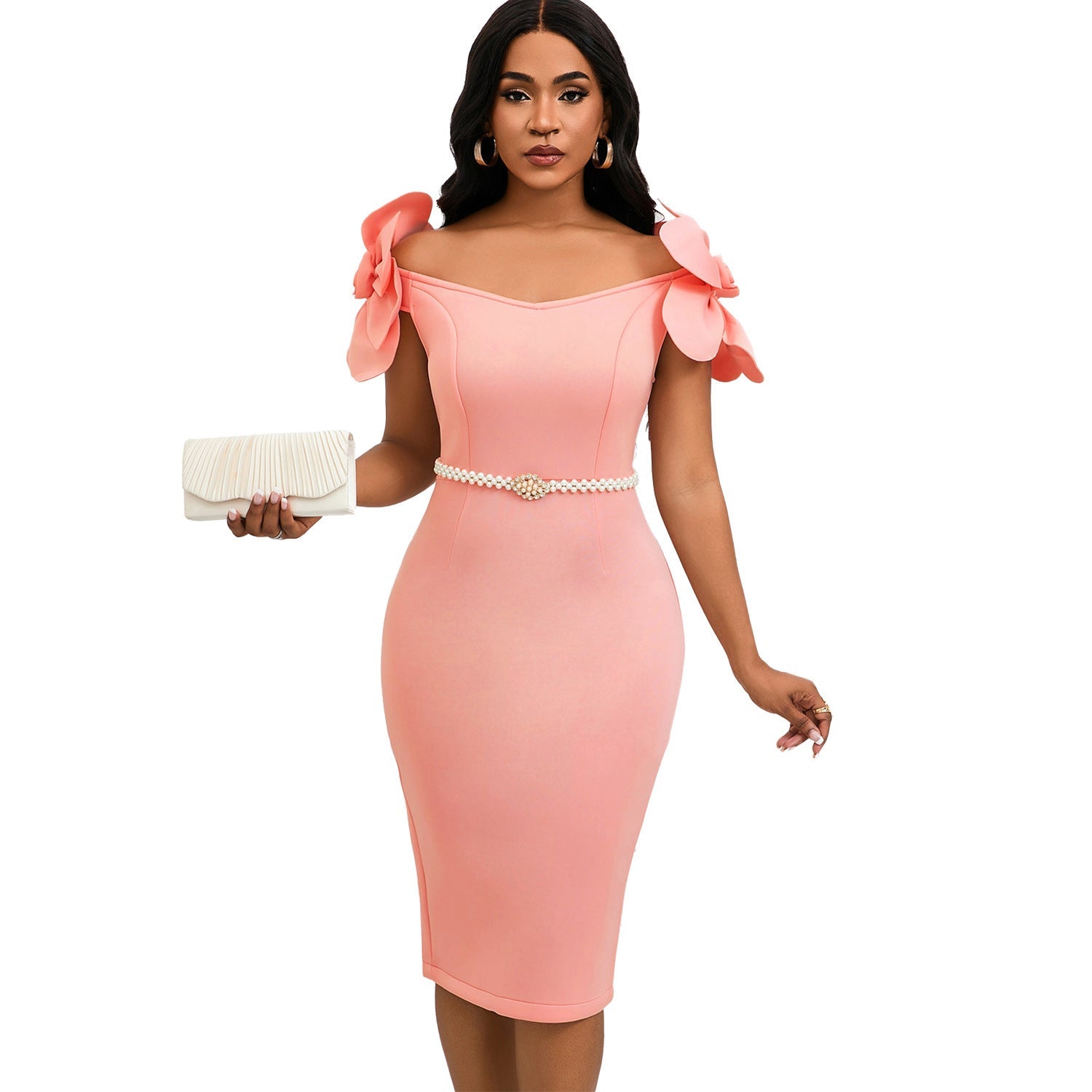 Elegant Floral Shoulder Bodycon Dress – Chic Cocktail & Party Style Feminé Luxé