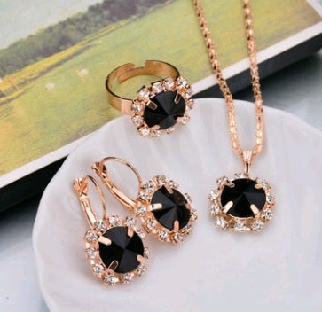 Opulent Rose Gold Ruby Teardrop Trio: Personalized Necklace, Earrings & Ring Set for High-Shine Glamour Feminé Luxé