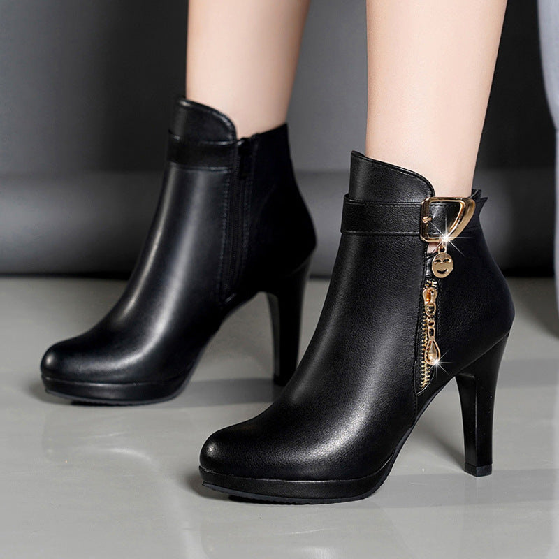 Feminé Luxé Exclusive The 'Uptown' Stiletto Ankle Boot with Gold Hardware Feminé Luxé