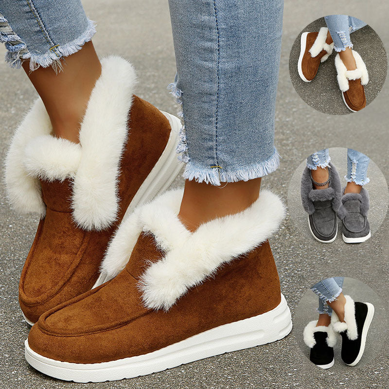 Enchanting Comfort: Faux Fur Trim Ankle Boots Feminé Luxé