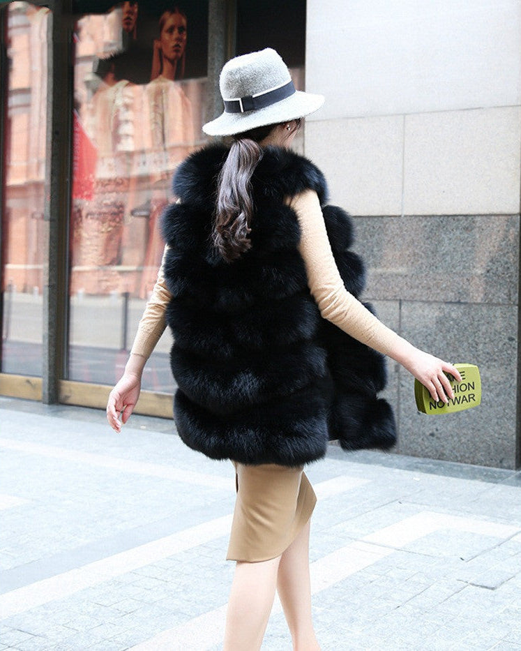 Longline Fluffy Faux Fur Statement Vest Feminé Luxé