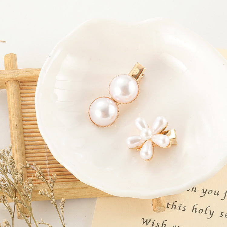 The Parisian Clip Set: Opulent Faux Pearl & Petal Hair Barrette Collection - Luxe Gold-Tone Statement Clips Feminé Luxé