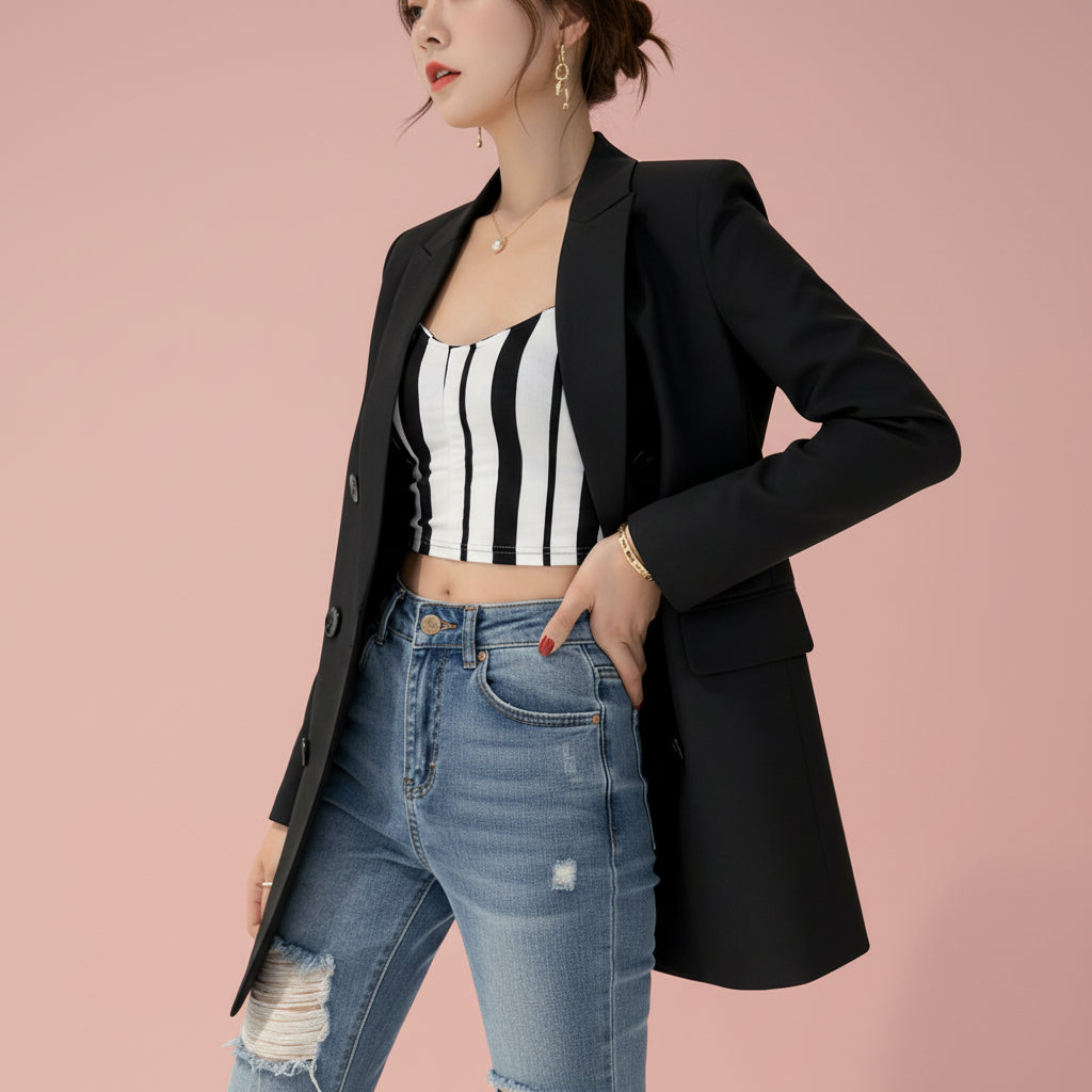 The Bold Essential Slim-Fit Blazer – Structured Statement Feminé Luxé