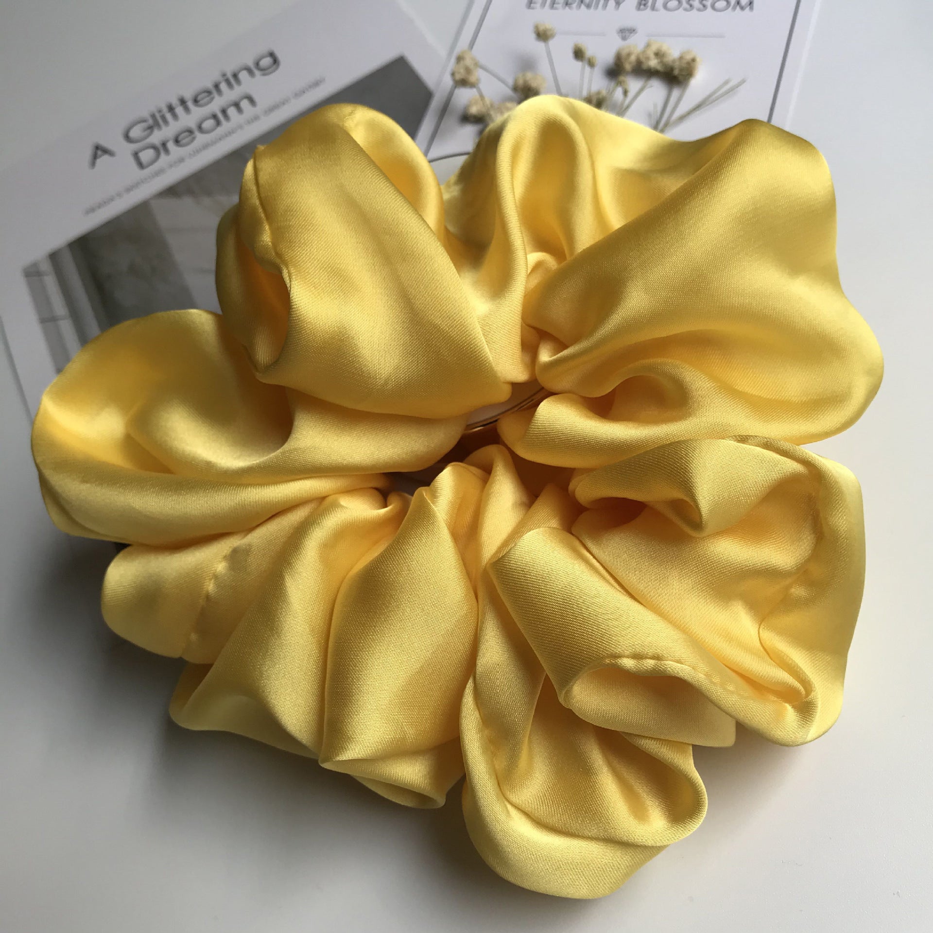 The Silk Grandeur Scrunchie: Oversized Luxurious Satin Hair Tie - Handcrafted Statement Accessory for Velvet Softness Feminé Luxé