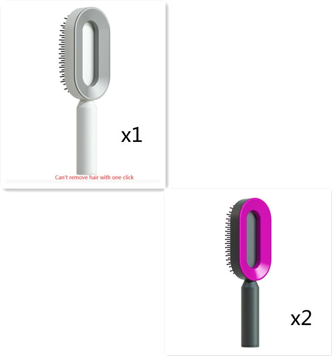 The Serenity Glide: One-Key Self-Cleaning Detangler & Scalp Massager Brush Feminé Luxé