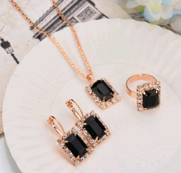 Opulent Rose Gold Ruby Teardrop Trio: Personalized Necklace, Earrings & Ring Set for High-Shine Glamour Feminé Luxé