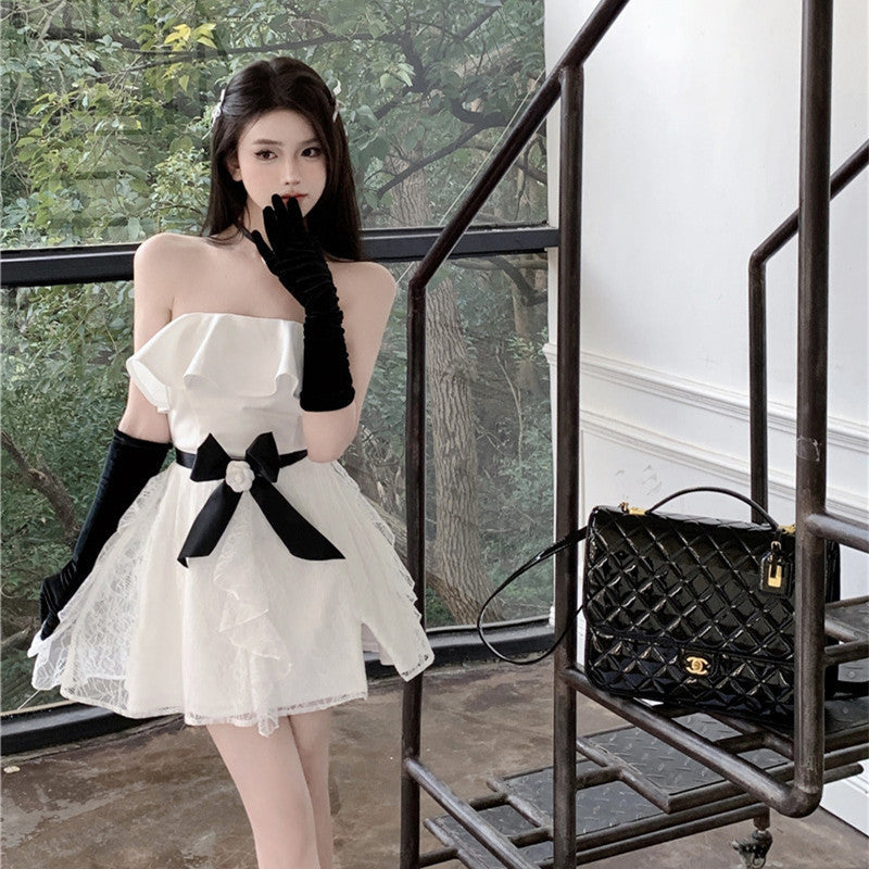 Bow Accent Bustier Mini Dress Feminé Luxé