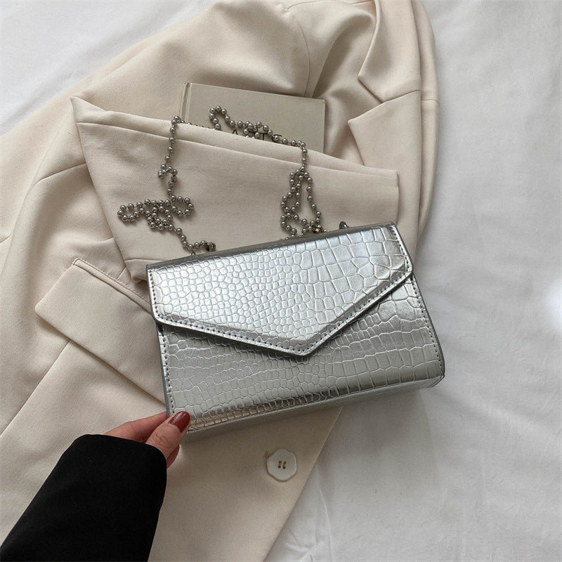 Elegant Simple Croc-Pattern Handbag - Chic Clamshell Crossbody Feminé Luxé