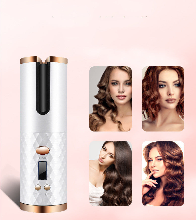 The Liberty Wave: Cordless Auto-Rotating Ceramic Curler with Digital LCD Display Feminé Luxé
