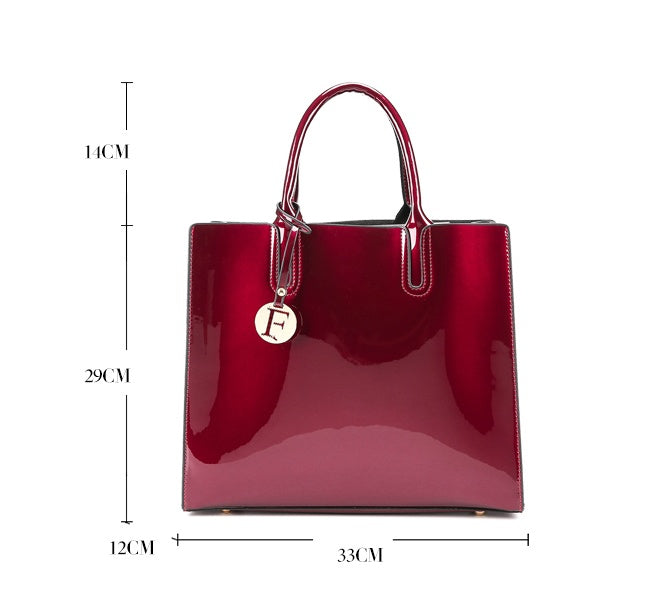 The Éclat Patent Leather Luxury Structured Tote – Convertible High-Shine 3-Piece Set Feminé Luxé