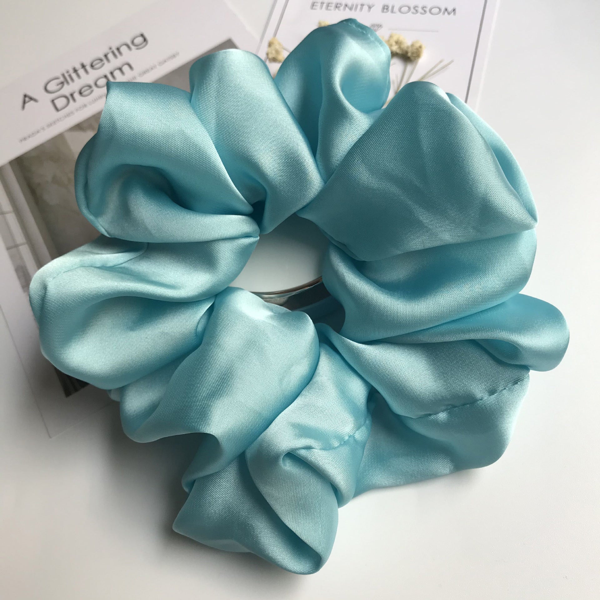 The Silk Grandeur Scrunchie: Oversized Luxurious Satin Hair Tie - Handcrafted Statement Accessory for Velvet Softness Feminé Luxé