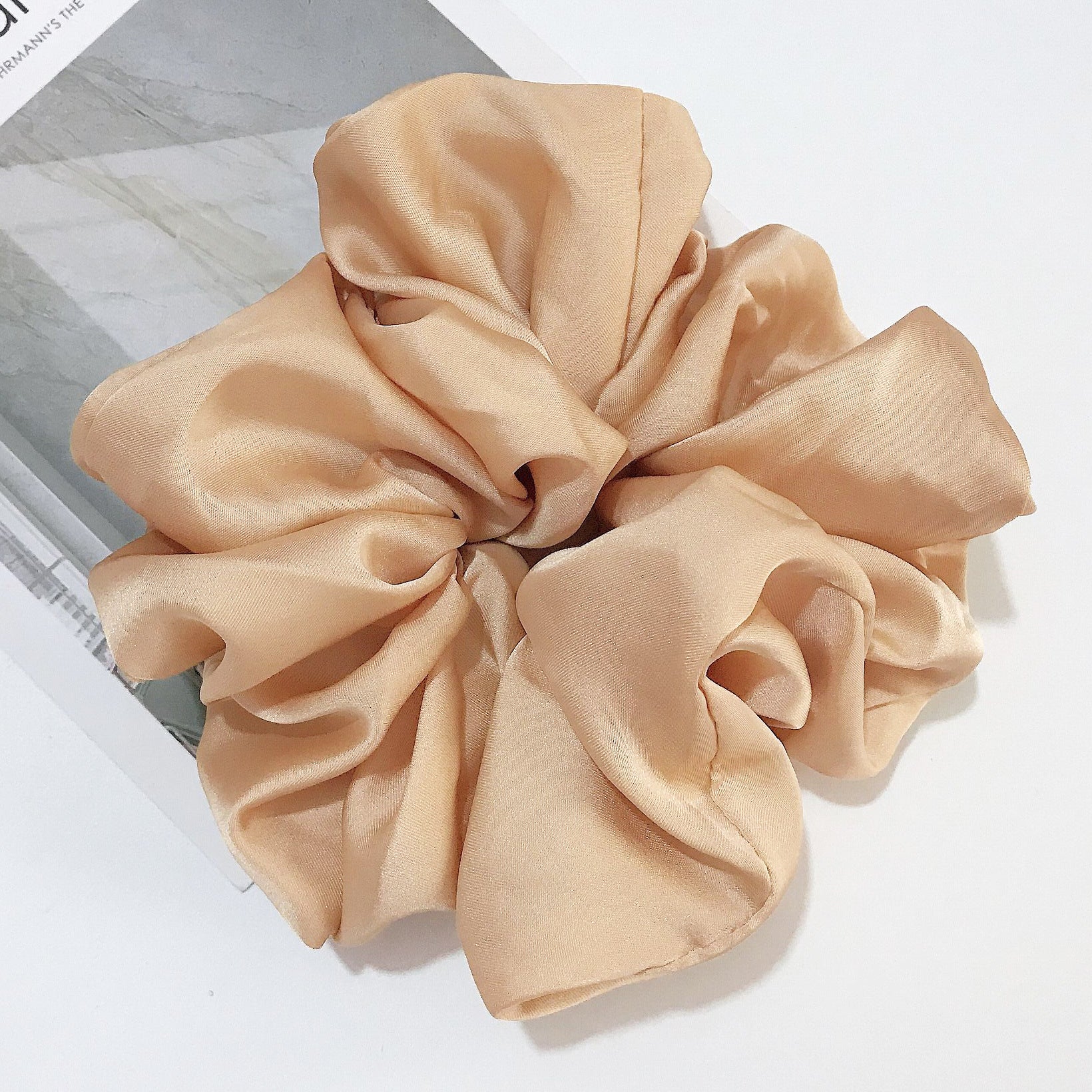 The Silk Grandeur Scrunchie: Oversized Luxurious Satin Hair Tie - Handcrafted Statement Accessory for Velvet Softness Feminé Luxé