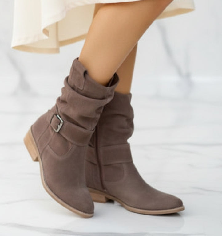 The 'Desert Dusk' Suede Western Mid-Calf Boot Feminé Luxé