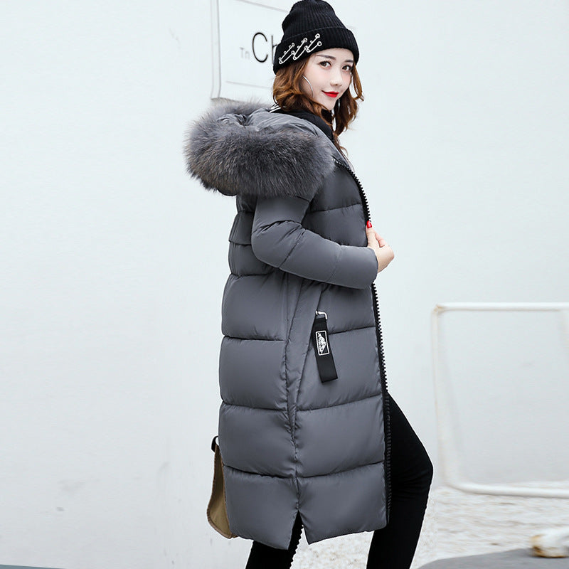 Warm & Stylish Long Cotton Jacket with Big Faux Fur Hood Feminé Luxé