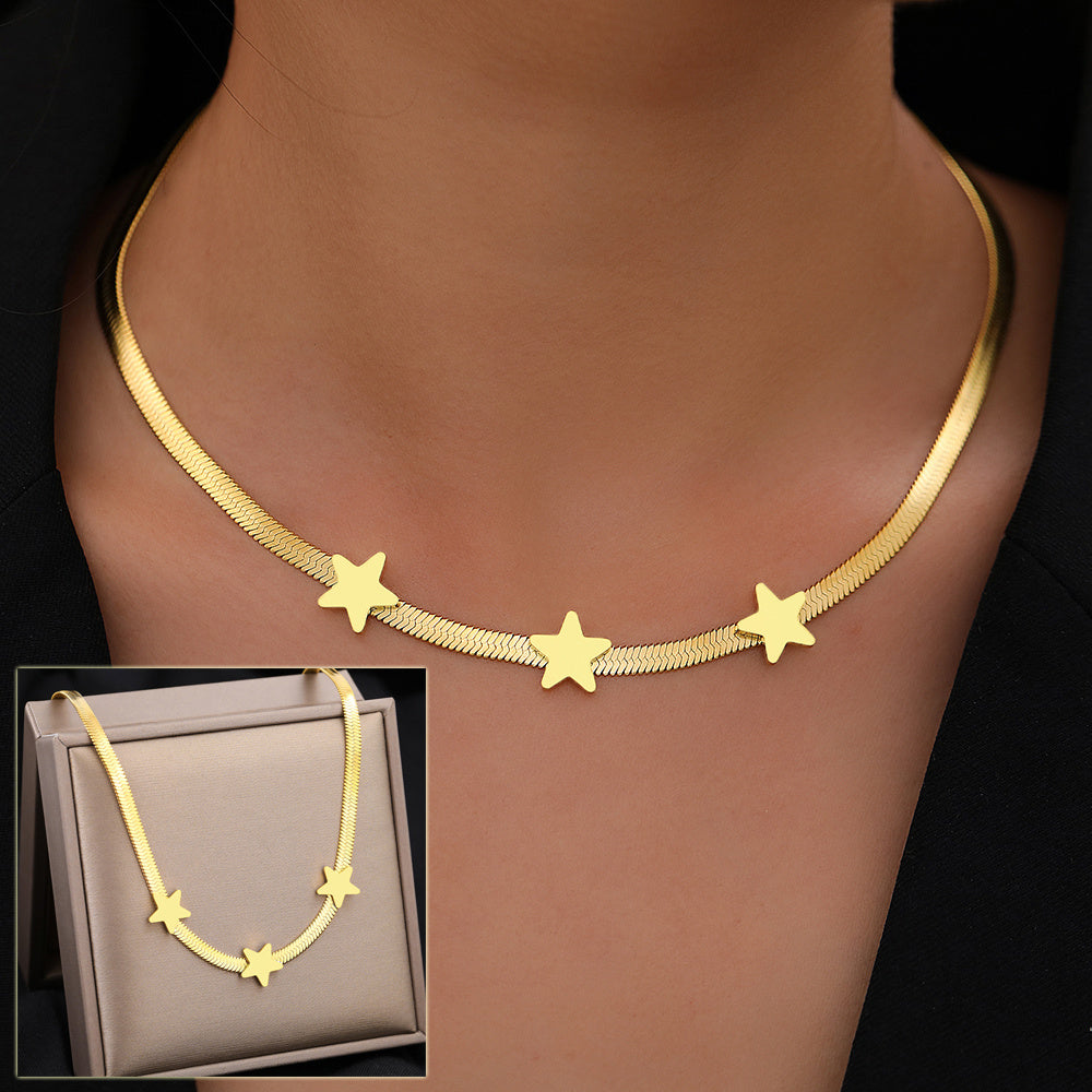 Celestial Star Serpent Necklace - Gold Plated Stainless Steel Statement Choker Feminé Luxé