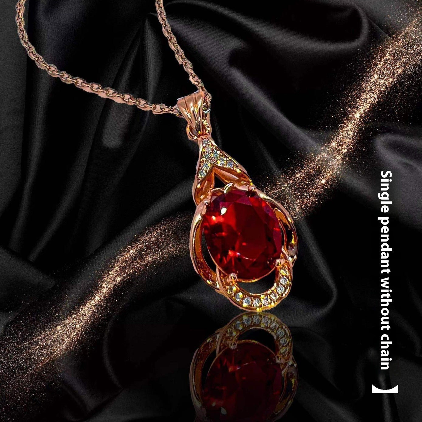 Ruby Red Turmaline Gemstone Trio Set | Necklace, Ring & Earrings – Gold Look Feminé Luxé