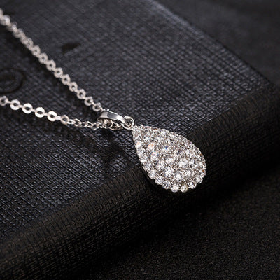 Dazzling Micro-Pavé Teardrop Crystal Necklace & Stud Earrings Set Feminé Luxé