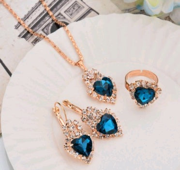 Opulent Rose Gold Ruby Teardrop Trio: Personalized Necklace, Earrings & Ring Set for High-Shine Glamour Feminé Luxé